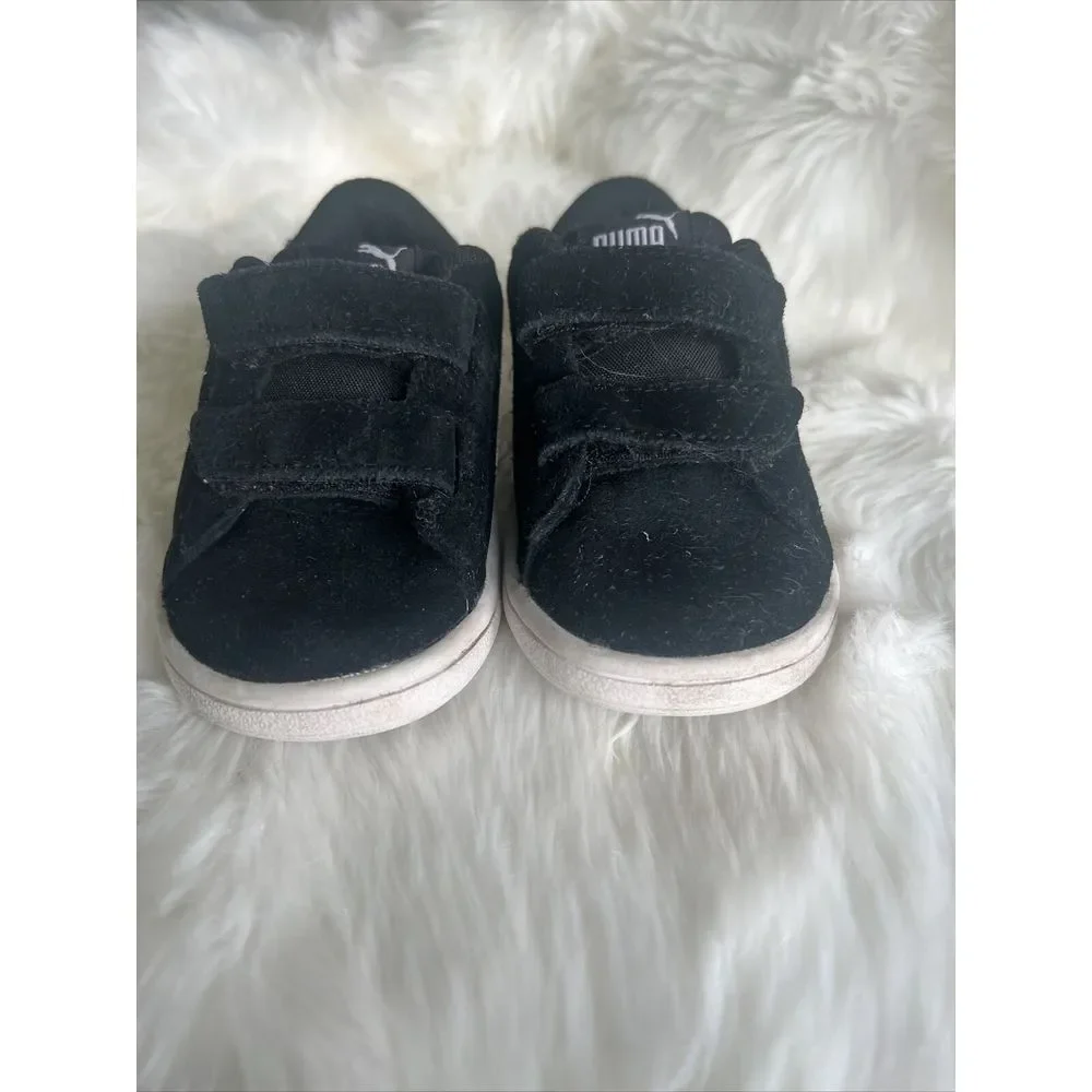 Puma Smash V2 Hook & Loop Sneaker Low Suede Upper Toddler Size 6 Black‎ Shoe